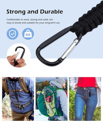 2 Pack Paracord Lanyard Keychain Set for Badge Holder Travel Outdoor Black Set 2