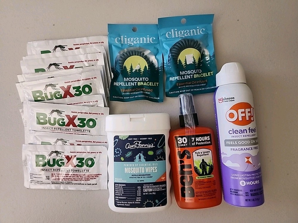 Mosquito Repellent Lot – Includes Spray, Wearable Band, And Wipes