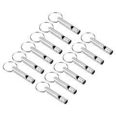 12pcs Emergency Whistles Safety Whistle with Keychain for Hiking Silver