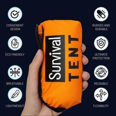 Emergency 2-Person Orange & Gray Survival Tent W/ Whistle & Paracord Storm &