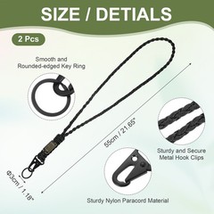 Paracord Keychain Carabiners Clip, 4Pcs& 21.7/6″ & Black