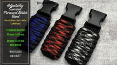 20 22 mm Electric Blue Red White Camo Adjustable Survival Paracord Watch Band