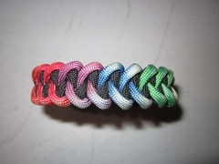 550 Paracord Survival Bracelet Cobra Black Rainbow Stitch Made in the USA 9″