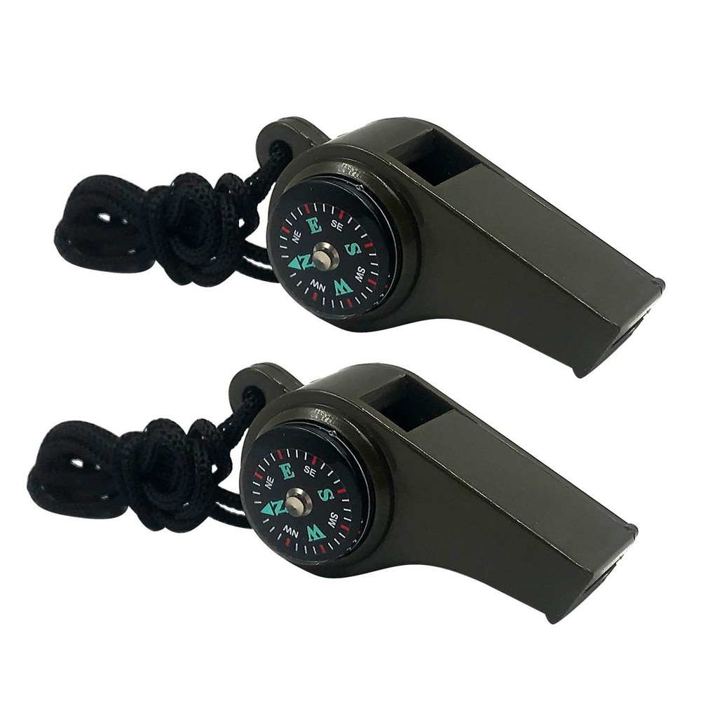 2 Pack Survival Whistle, 3-in-1 Whistles with Compass and Thermometer, Loud S…