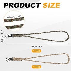 2Pcs Heavy Duty Braided Paracord Lanyard,Army Green Camouflage/Desert Camouflage