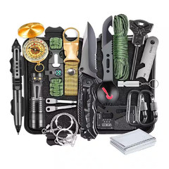 19-In-1 Black Emergency Survival Kit with Waterproof Case and Outdoor Camping Ge