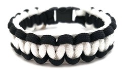 Paracord Bracelet 550 Two-Tone White/Black Survival Tactical 3/8″ Buckle
