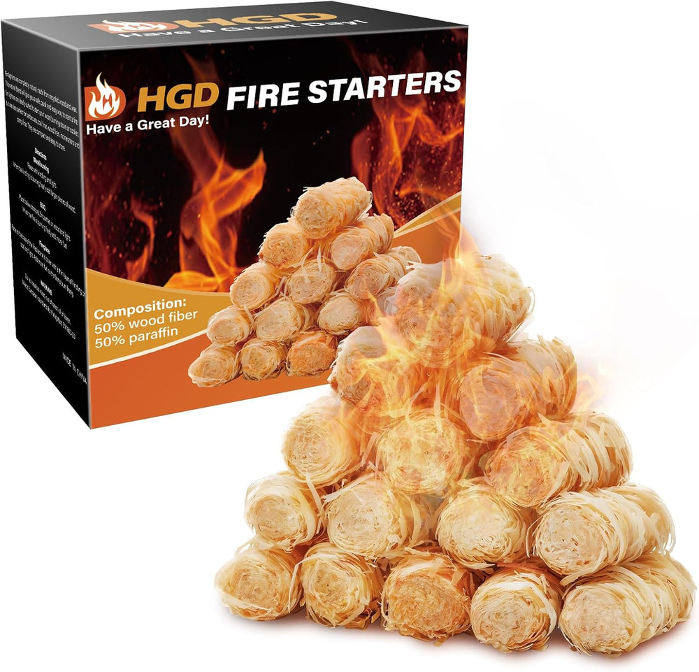 HGD Natural Fire Starters – Waterproof & Odorless Charcoal Starters for Fireplac