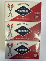 DIAMOND STRIKE ON BOX LARGE WOODEN KITCHEN MATCHES GREENLIGHT 3 PACK 900 MATCHES