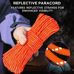 Teceum Paracord Type Iii 550 Reflective Neon Orange 200 Ft Tactical Rope