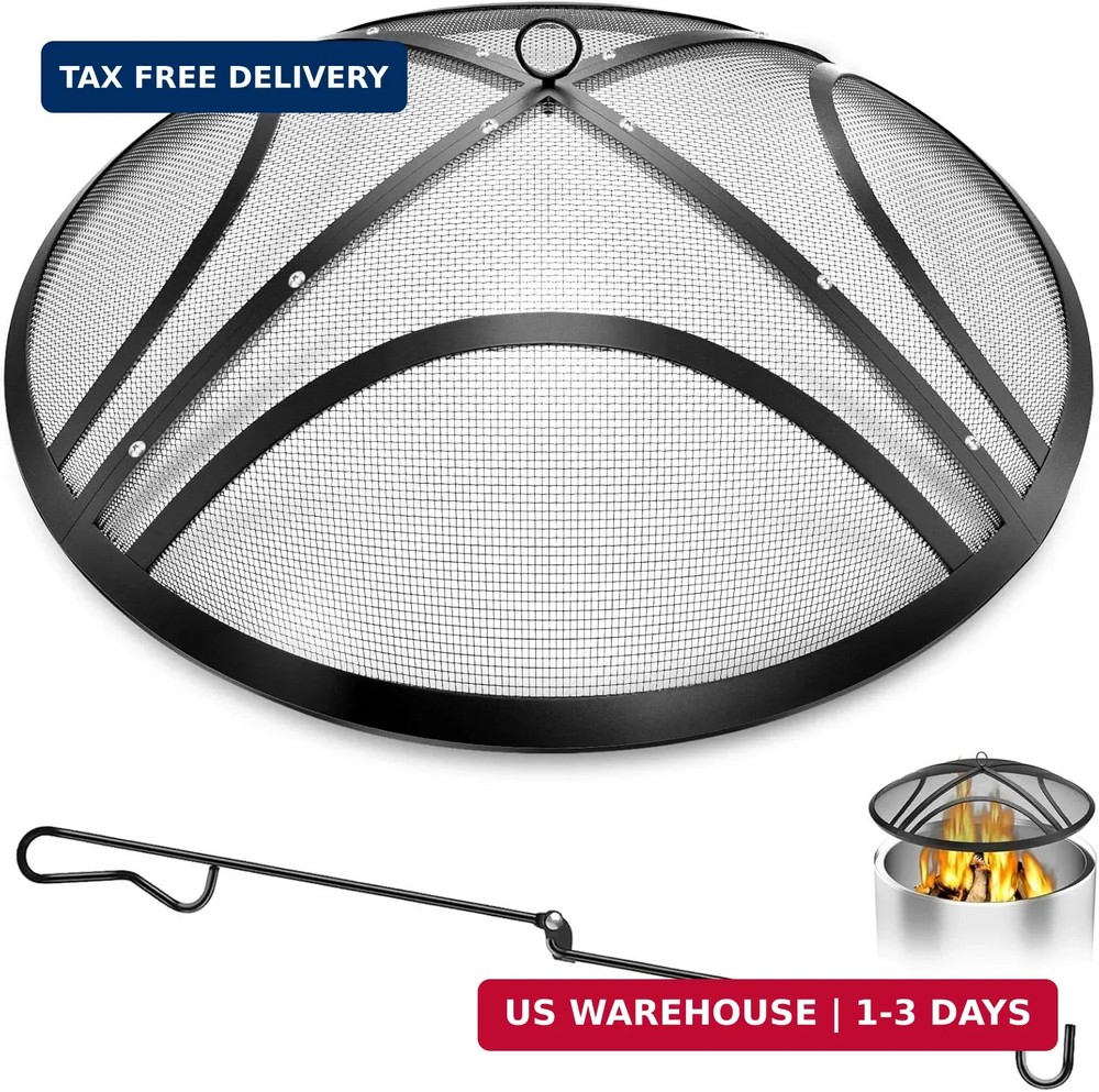ARC Fire Pit Spark Screen, 22 Inch with Handle & Poker | Heavy-Duty Steel Replac
