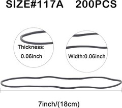 AMUU Rubber Bands Size #117A 200pcs Large for Trash Cans Black