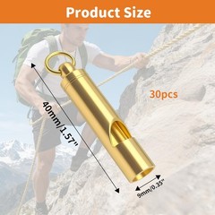 30 PCS Brass Safety Whistle, Emergency Whistle Survival Loud Whistles for Adu…