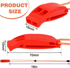 6PCS Safety Survival Whistles with Adjustable Reflective Lanyard Emergency Plast