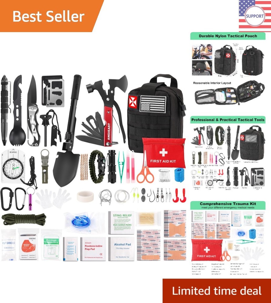 Advanced 256-Piece Survival Kit with First Aid Essentials – Molle Pouch Included