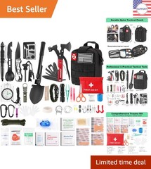 Advanced 256-Piece Survival Kit with First Aid Essentials – Molle Pouch Included