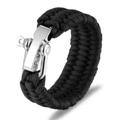 Men’s Outdoor Camping Survival Parachute Rope Paracord Bracelet Stainless Steel