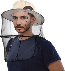 1 Pack Mosquito Head Net Hat with Removable Hidden Mesh for Outdoor Use