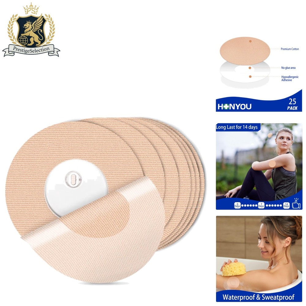 Hypoallergenic Waterproof Bandages – 25 Pack for Libre 3 Sensors, Skin-Friendly