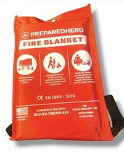 Prepared Hero Fire Blanket 100x100cm Red Woven Fiberglass Fire-Retardant