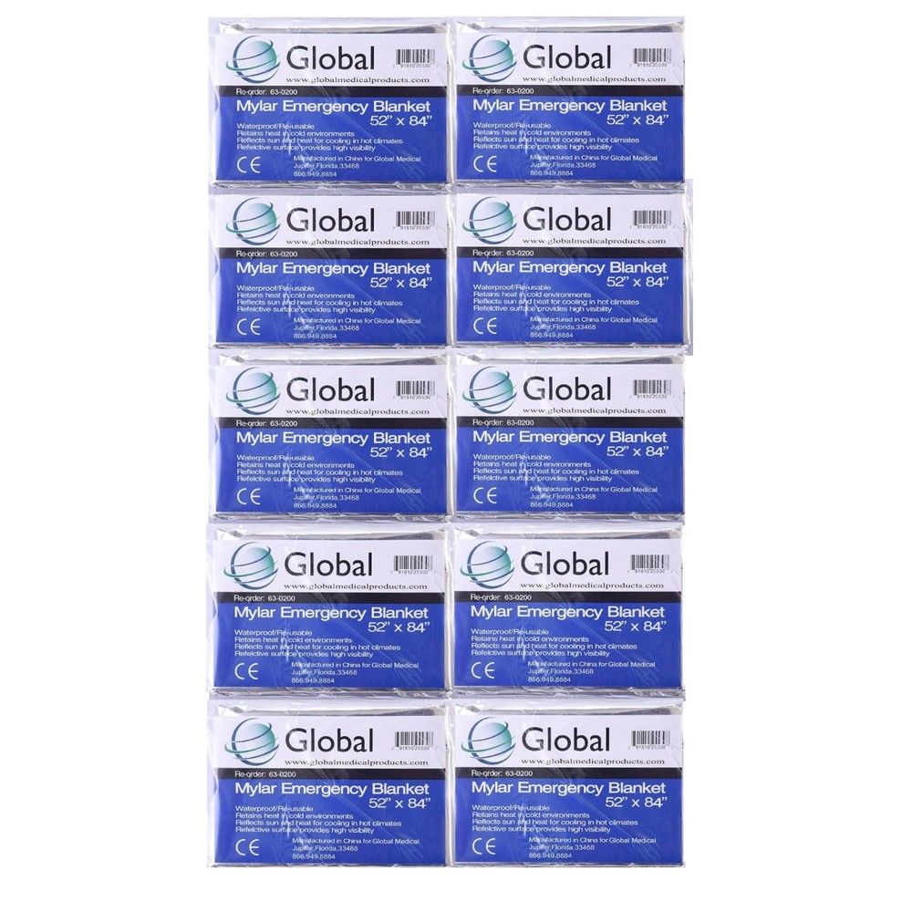10 PACK • Emergency Solar Blanket Survival Safety Insulating Mylar Thermal Heat