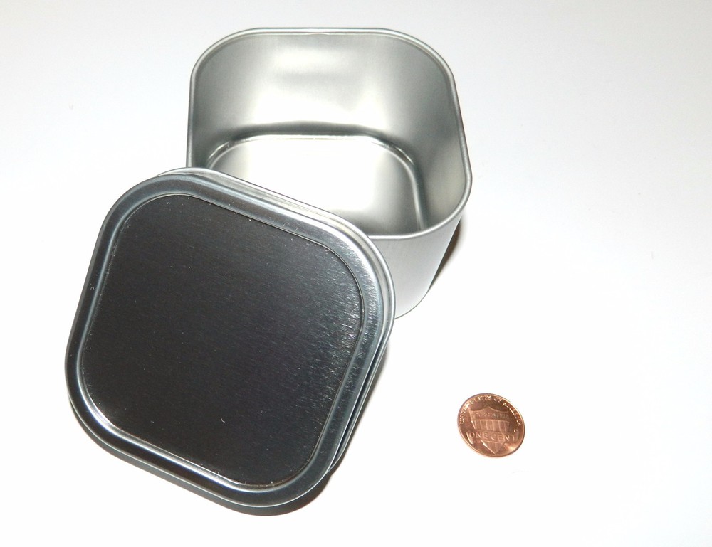 8-oz Square Slip On Lid Survival Metal Tin Can Container Box Kit Use With Crafts