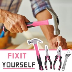 63 Piece Pink Tool Set,Household Tool Kit with Bag for Women, Home, Garage,
