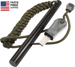 1/2 X 6 Inch Survival Drilled Flint Steel Fire Starter Ferrocerium Rod Kit with