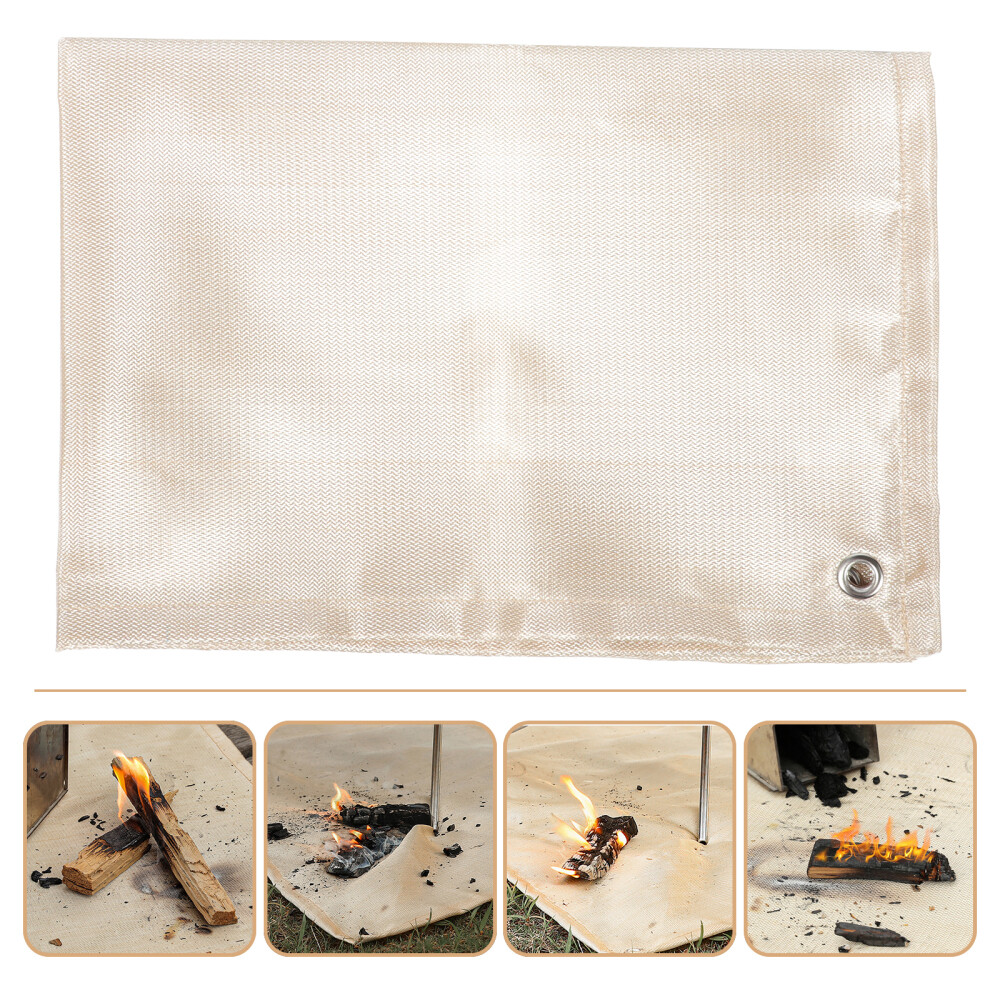 Outdoor Camping Mat Fiberglass Insulation Mat Fireproof Blanket (Khaki)