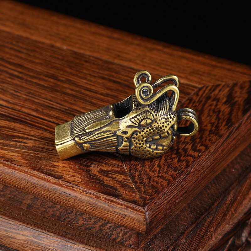 Brass Dragon Whistle Keychains Pendant Pants Bag Whistle Pendant Car Key Pendant