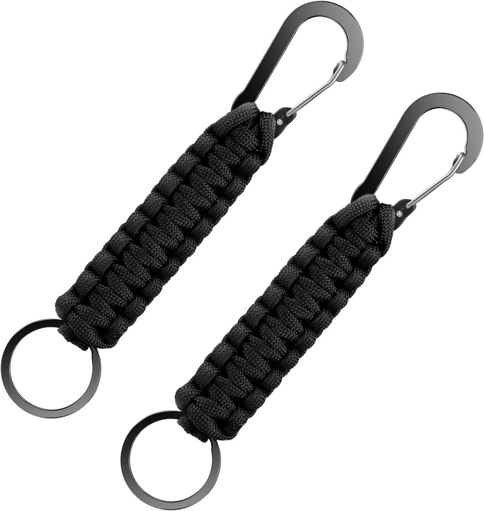 2Pcs Paracord Keychain for Men Women, Braided Key Chain with Clip Heavy Duty Key