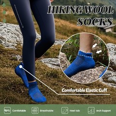 SeeyAN Merino Wool Ankle Hiking Socks For Men & Women No Large, Grey & Blue
