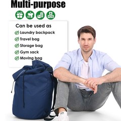 Laundry Bag 15″ x 40″, Dark blue laundry bag backpack with shoulder strap