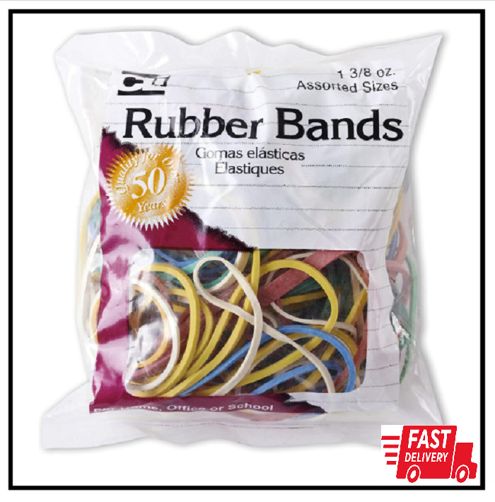 Charles Leonard Rubber Bands, 3/8 Ounce Bags, Amber, Assorted Sizes (56381)