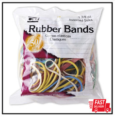 Charles Leonard Rubber Bands, 3/8 Ounce Bags, Amber, Assorted Sizes (56381)