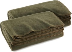 2-Pack Olive Drab Military Blankets 66″ x 90″ | Warm & Fire-Retardant Comfort