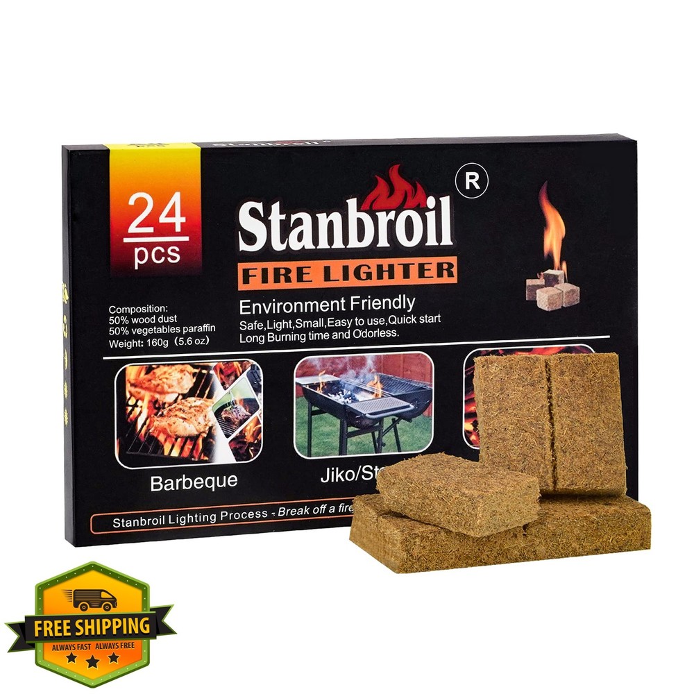 Stanbroil 24 pcs natural charcoal fire starters