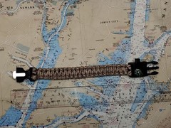 PARACORD SURVIVAL BRACELET, COMPASS, FLINT, WHISTLE CAMPING GEAR, 8″