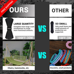 WEREWOLVES 550 Paracord Kits, 5 Colors, 4mm, 100FT each color, Multicolor
