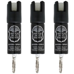3 Police Magnum .50oz Night Glow Mini Pepper Spray Keyring OC Defense Security