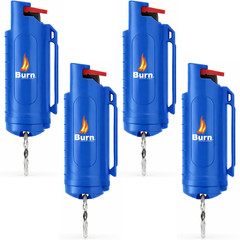 Burn 4 Pack Pepper Spray Keychain 0.5 oz Police Strength OC Blue