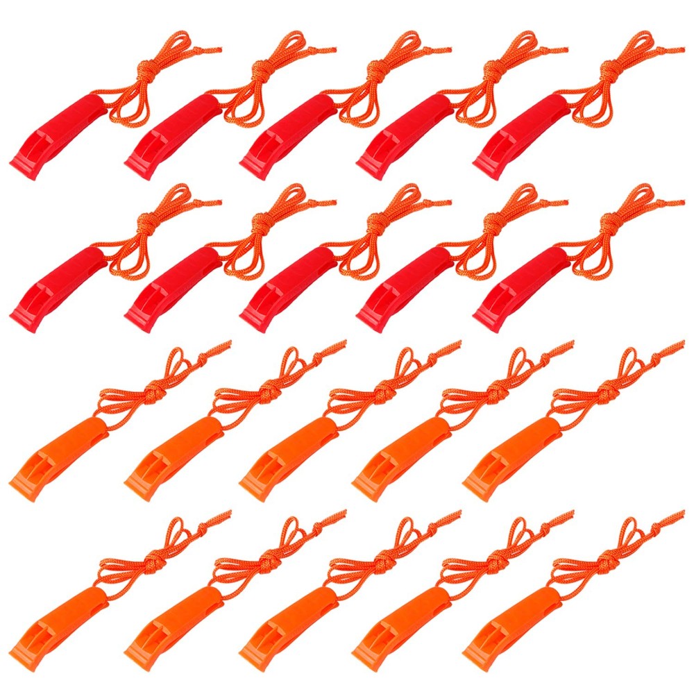AUGSUN 40 Pcs Emergency Safety Whistle Plastic Whistles Medium, Red Orange