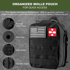 150PCS Survival Kit Emergency Gear First Aid Molle Pouch Camping Hunting