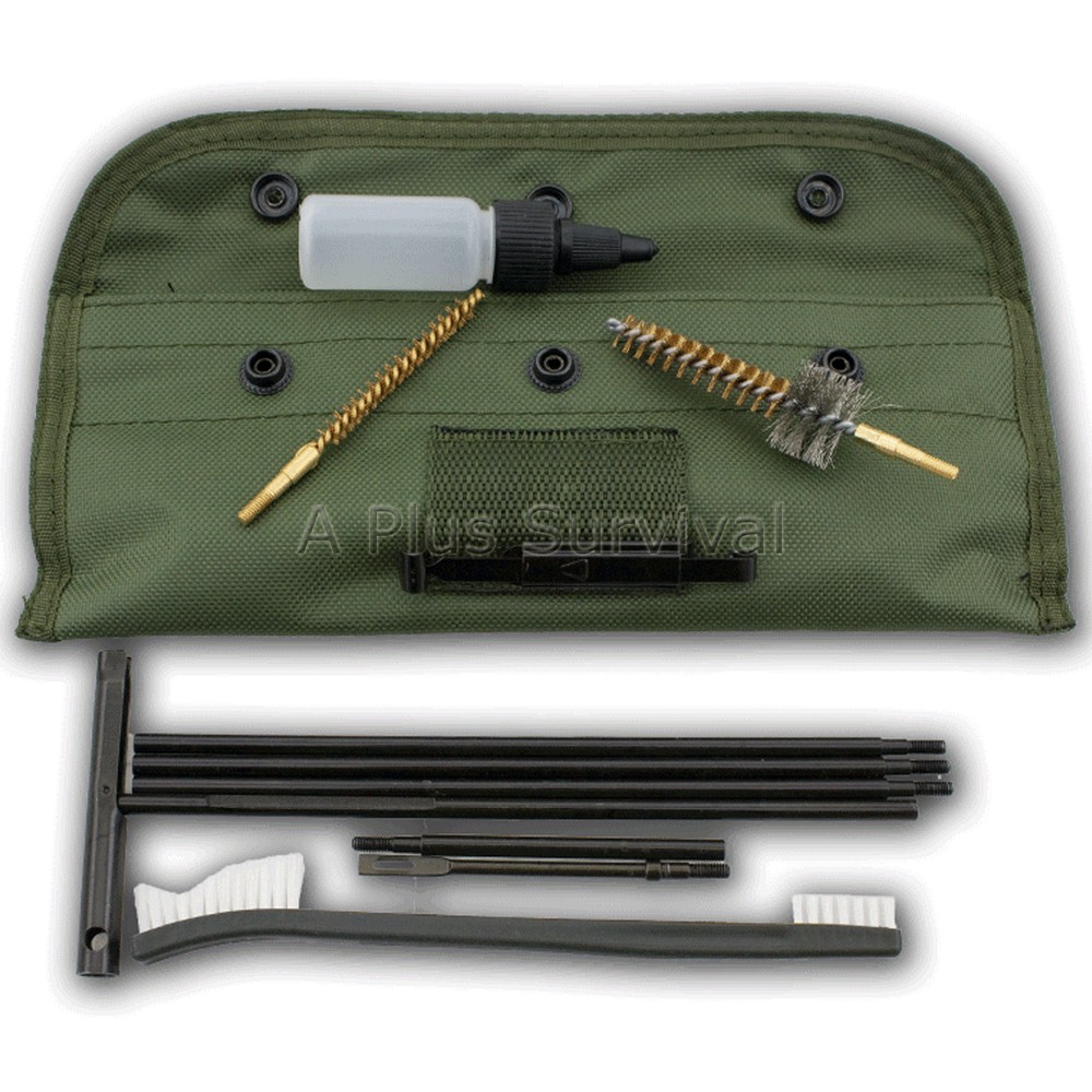 Compact Gun Cleaning Kit in Olive Drab Canvas Bag Case