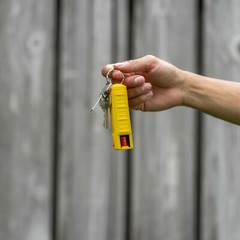 Police Magnum pepper spray .50oz yellow molded keychain QR defense protection