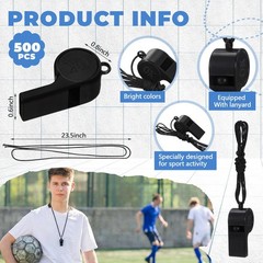 500 Pcs Plastic Whistles Bulk with Lanyard Loud Crisp Sound Sports Whistle fo…