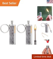 Luxury 2-Pack Permanent Metal Match Lighters – Waterproof Keychain Strikers