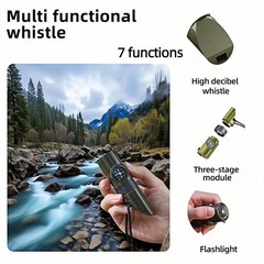 Emergency 7-in-1 Survival Whistle Kit:120dB Loud Safety Whistle with