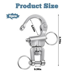 Snap Shackle Sailing Halyard 316 Stainless Steel Clevis Swivel Jaw Hook 6 PCS