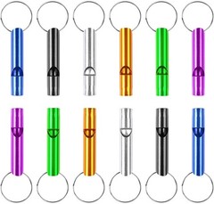 12-Pack Aluminum Emergency Whistles with Key Chains for Outdoor Activities